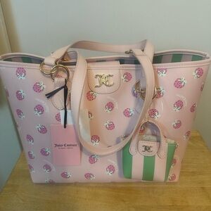 Juicy Couture Pink Strawberry Print Tote
